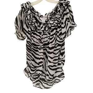 New Allison Taylor Zebra Print Semi Sheer XL Top